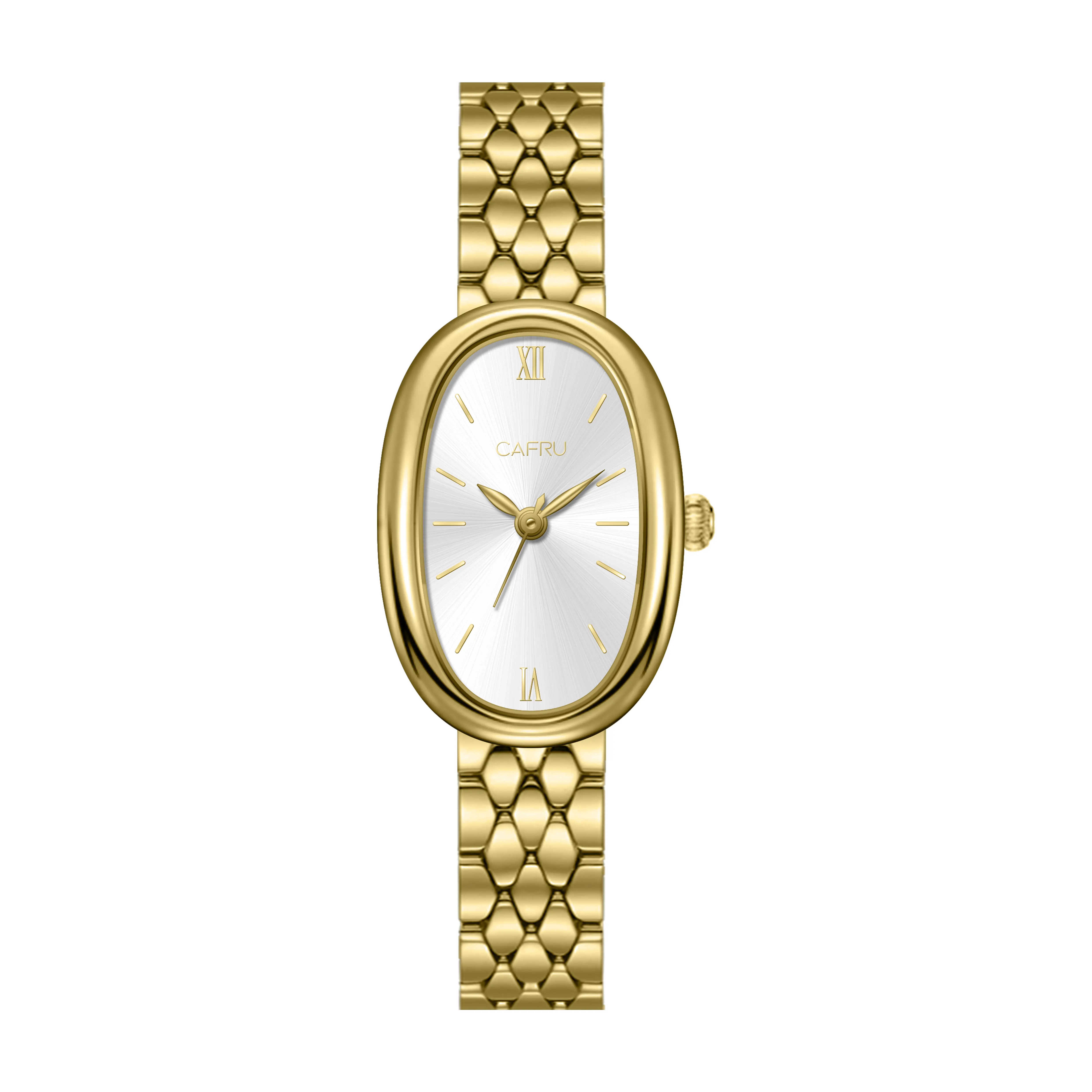 Reloj con Logo personalizado OEM para mujer, banda de acero con forma ovalada, movimiento japonés, relojes de mujer con pulseras de oro, pulsera de mujer de cuarzo