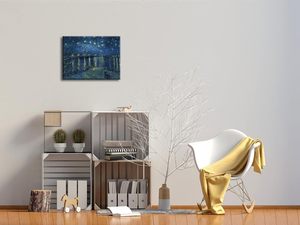 Tranh in vải hiện đại Wieco - Đêm đầy sao trên sông Rhône của Van Gogh - Bản sao tranh sơn dầu nổi tiếng để trang trí nhà cửa và văn phòng - Product Image 2
