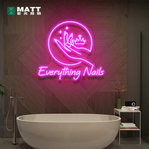 MATT fabrika imalatı pembe güzellik çivi noktası babes kesme şekli tasarım süslemeleri PVC custom made kapalı led neon burcu - Product Image 3