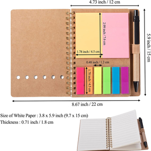 Custom Logo Spiral <strong>Notebook</strong> Kraft Paper Cover Notepad <strong>with</strong> Pen and Sticky <strong>Notes</strong> and Colored <strong>Index</strong> Page Markers Tabs - Product Image 6