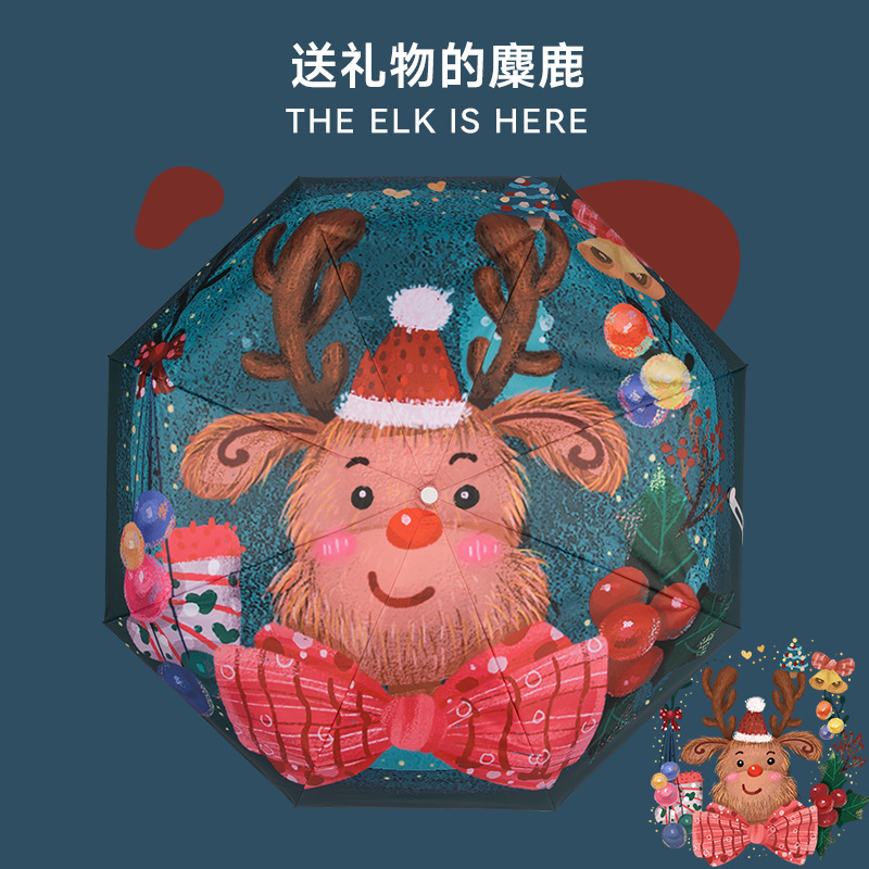 8-rib patterned umbrella-christmas