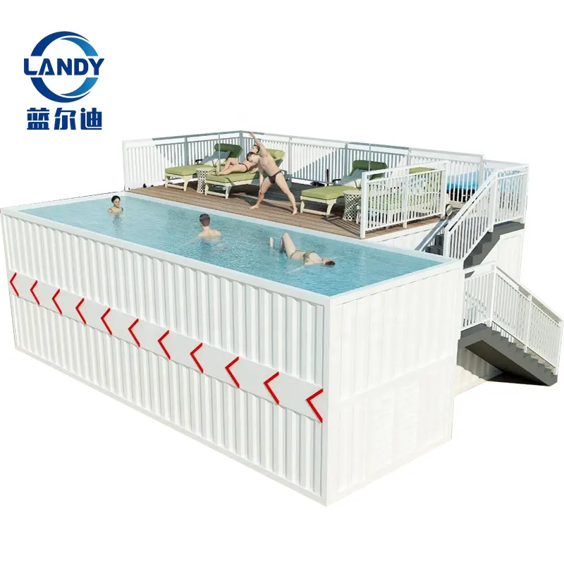 Piscina in stile Container da 40 piedi con filtro e pompa piscina da terra in acciaio inossidabile per container da 4-6 persone