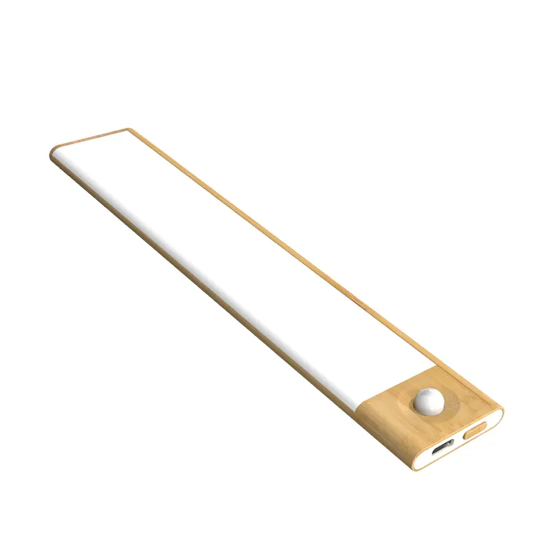 Bande en aluminium Ultra-mince de 0.8cm pour éclairage d'intérieur, lumières d'armoire de cuisine, de placard, couleur en bois, capteur de mouvement à Led