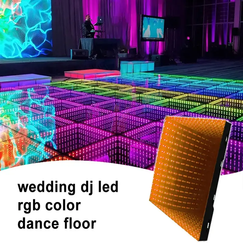 Nouveau produit 3D panneau de danse interactif Led miroir infini sans fil, lumières montantes Disco boîte de nuit piste de danse