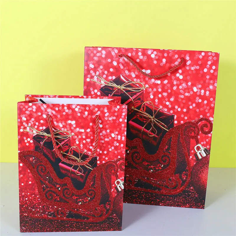 Omet sacchetto di carta rosso brillante natalizio con sacchetto regalo artigianale per spolverare