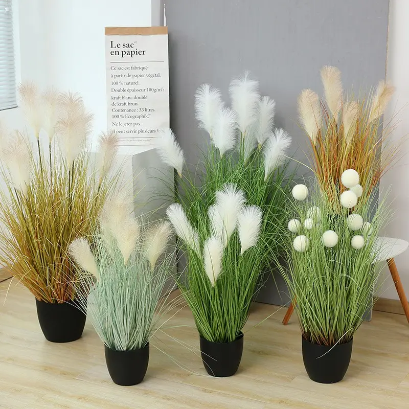 JIAHUI 80 cm artificial foxtail reed grass bonsai wedding hotel decoration plant potted plant