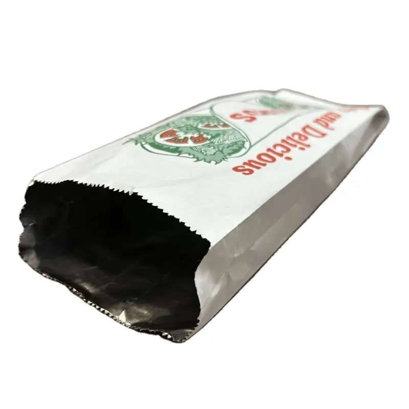 Greaseproof Kebab Bag For Barbecue Fried Chicken Bbq Hot Dog Fast Food Grade Aluminium Foil Lined Kraft Paper Bags