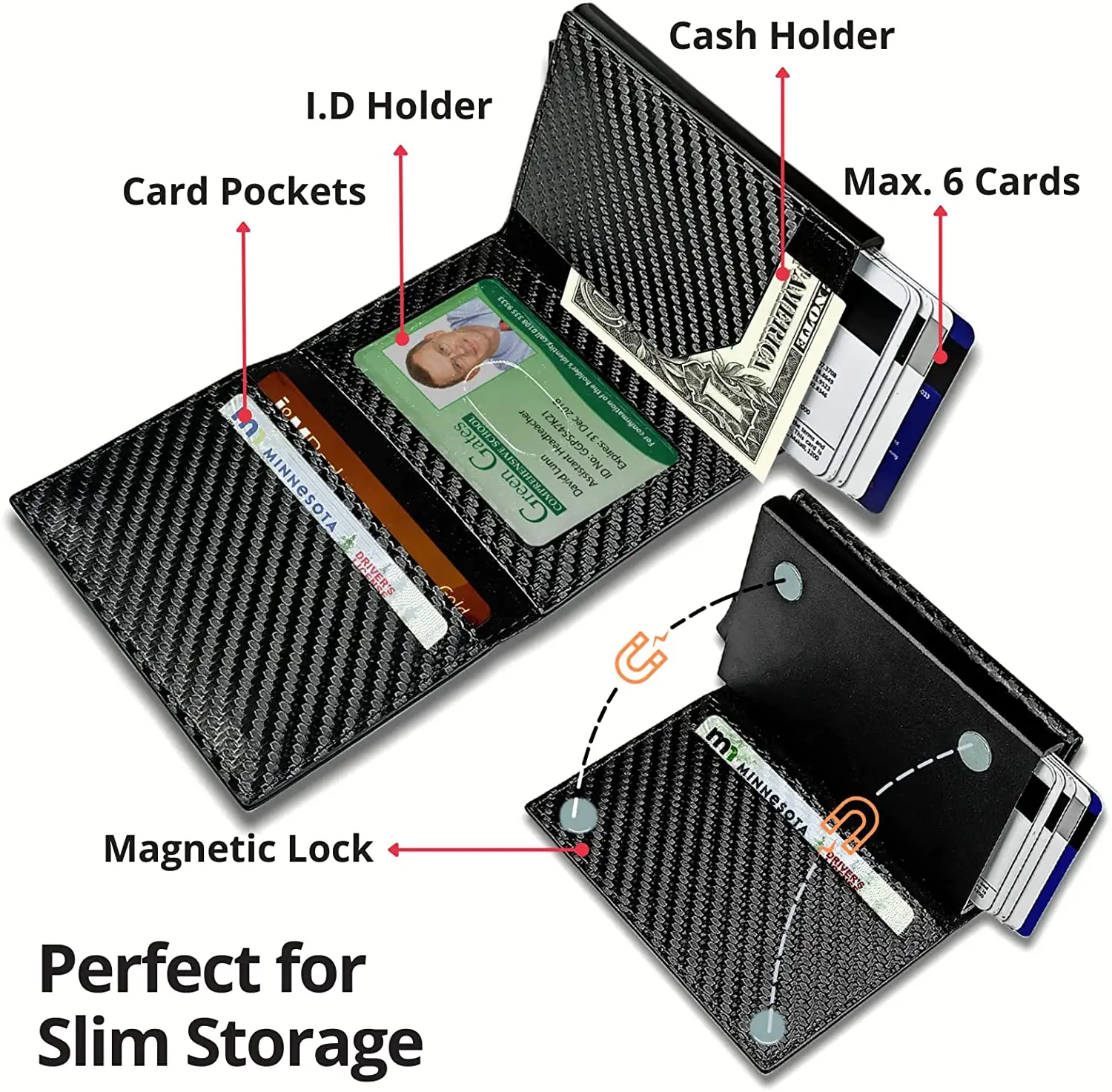 2022 Newest Carbon Fiber Pop Up Mens Wallet with Airtag Case