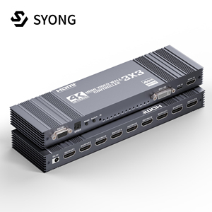 Controlador de pared de video SYONG High 4K 3x3, entradas HDMI DVI USBC, con 13 modos de visualización 180 ° Girar 9 pantallas de TV en 1 Pantalla de pared - Product Image 1