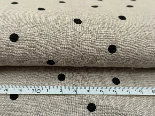 MIZUDA Woven 100% Linen Fabric Printed Fabric Custom Dots Pattern for Garment Free Sample