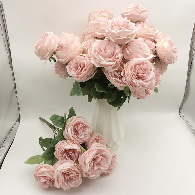 EG-A203 Fleurs Artificielles En Gros Soie Rose Bouquet Rose Bouquet De Fleurs Artificielles Soie Rose Bouquet