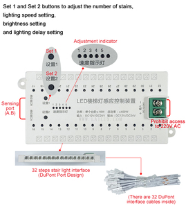 DC12/24V PIR运动传感器32步楼梯照明调光器智能楼梯灯自动控制器带运动传感器的发光二极管条 - Product Image 3