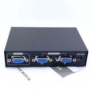 <strong>VGA</strong> <strong>Splitter</strong> <strong>1</strong> in <strong>2</strong> Out Video Distribution Box Signal Copy with Power Adapter 200MHz Bandwidth High Resolution up to 2048x1536 - Product Image 1