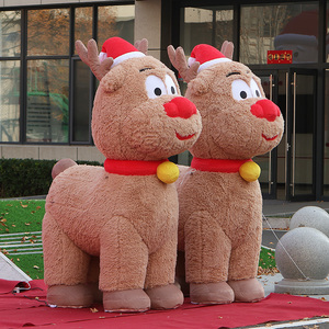 Tùy chỉnh phim hoạt hình Nâu nai <span class=keywords><strong>Inflatable</strong></span> với kết cấu lông mềm cho Giáng sinh và mùa đông trang trí - Product Image 1