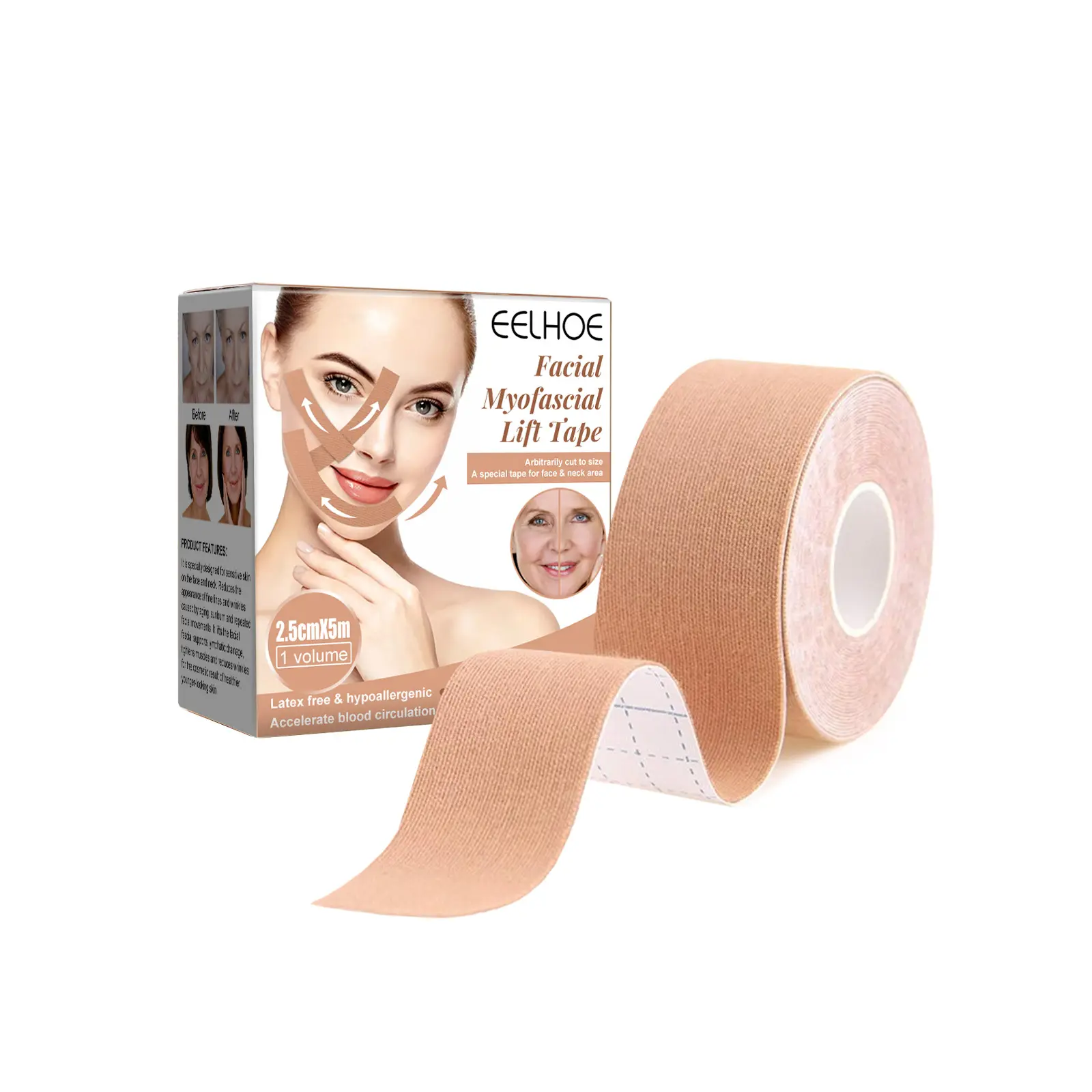 Ruban de levage myofascial pour le visage sans latex EELHOE réduisant les rides, respirant, imperméable à l'eau, ruban raffermissant pour le cou, nouvel arrivage