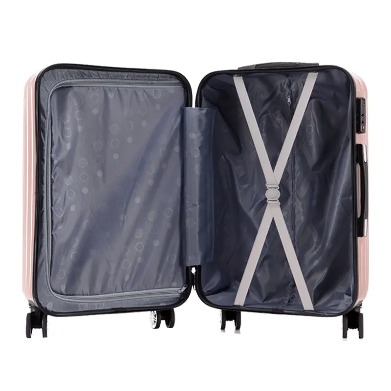 Precio de fábrica barato Spinner 3 maletas juego de maletas rosas para viajes al aire libre Abs Pc equipaje con cremallera