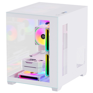 โครงเครื่องเกม MID Tower สีขาวแบบปรับแต่งเองเคสพีซี MATX Mini ITX สำหรับเกมเมอร์เดสก์ท็อปพร้อมกระจกเทมเปอร์การออกแบบที่ยอดเยี่ยมสำหรับการเล่นเกม - Product Image 3
