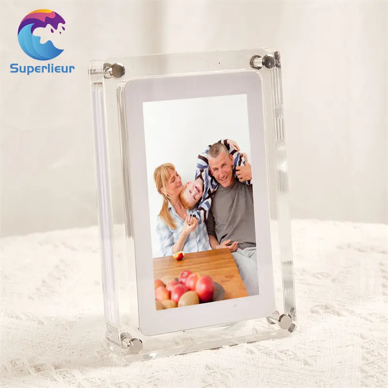 Superlieur 10.1 Inch Acrylic Digital Picture Frame with IPS Display Touchscreen 4GB Memory Auto-Rotate Function and Frameo APP