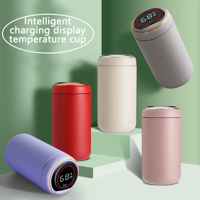 Ide Produk Baru Botol Air Pintar LED Baja Tahan Karat dengan Tampilan Temperatur