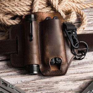 Echt Lederen Heren Taille Edc Gereedschapstassen Mes Riem Zaklamp Holster Schede Voor Outdoor Verdediging - Product Image 2