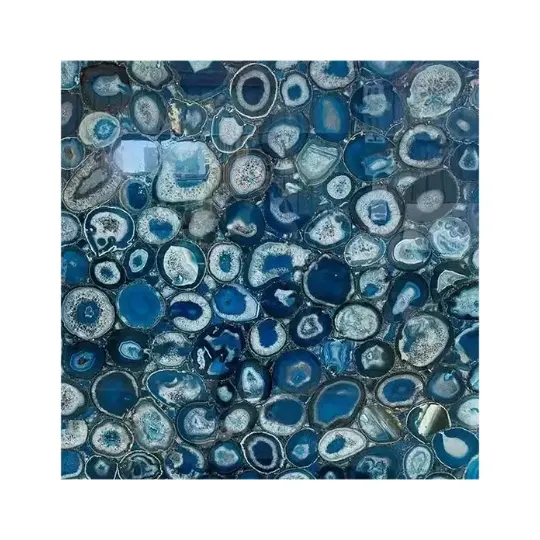 Villa interna di lusso home hotel con lastra di agata blu decorazione da parete controsoffitto in onice artificiale piastrelle per pavimenti in pietra traslucida