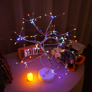 108 <span class=keywords><strong>LED</strong></span>銅線ストリングライトバッテリー/USB式ツリーライト、RCベッドルームデスクトップフェアリースピリットナイト装飾照明付き - Product Image 2