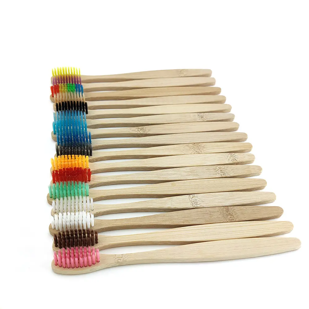 12 pièces brosse à dents en bambou naturel écologique manche en bois brosse à dents adulte charbon de bois santé brosse à dents produits en bambou