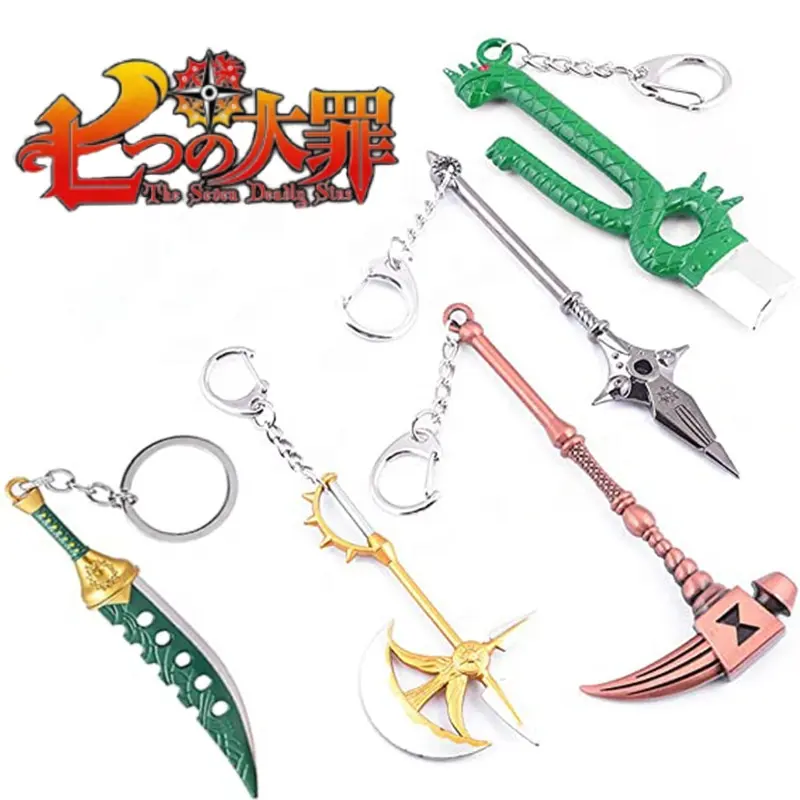 Cross-border Japanese animation seven crimes surrounding creative sword weapons alloy key chain small gift pendant wholesale