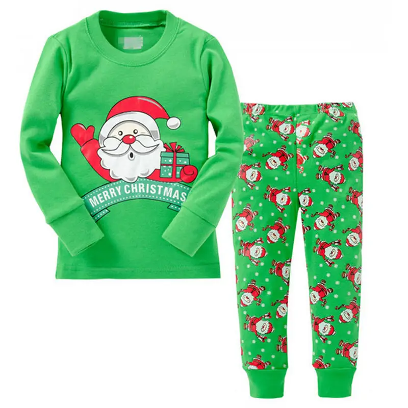 QY OEM inverno babbo natale Set di abbigliamento per bambini per ragazze ragazzi Cute Baby Sleepwear abiti natalizi ragazze Set pigiama a due pezzi