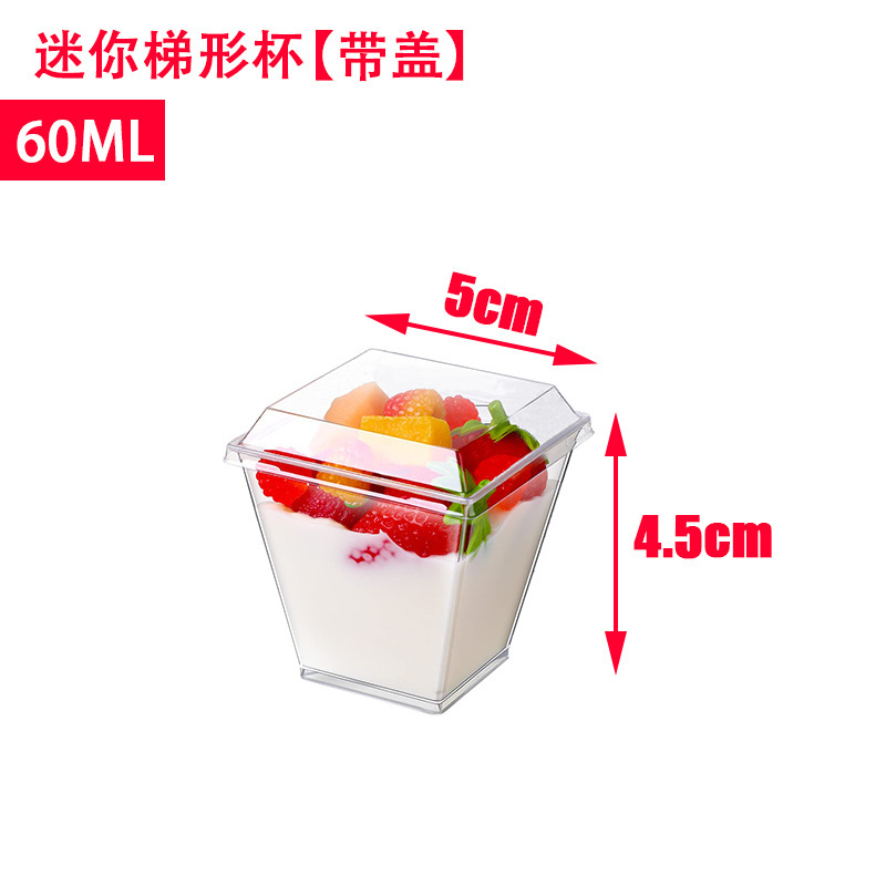 Mini vaso trapezoidal 60ml con tapa