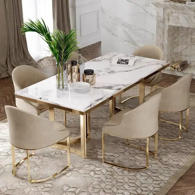 Fancy Marble Home Dining Table Customized Upmarket Home Dinner Table and Chair