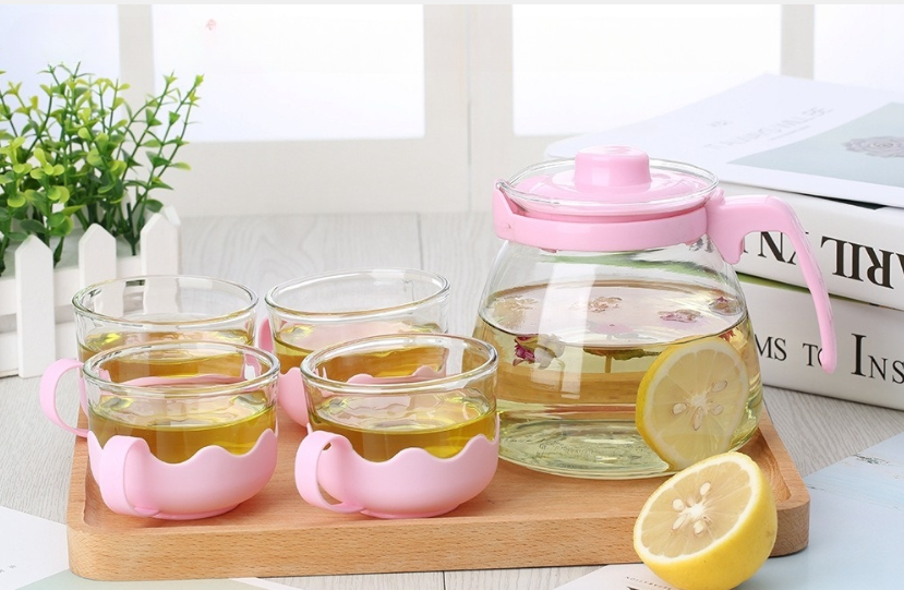 Théière à fleurs cinq pièces set fine material