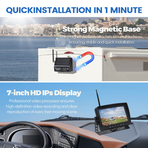 Sistema de cámara de marcha atrás RV inalámbrico solar, pantalla de 7 "con radar IP68 y BSD para seguridad de autocaravana - Product Image 6