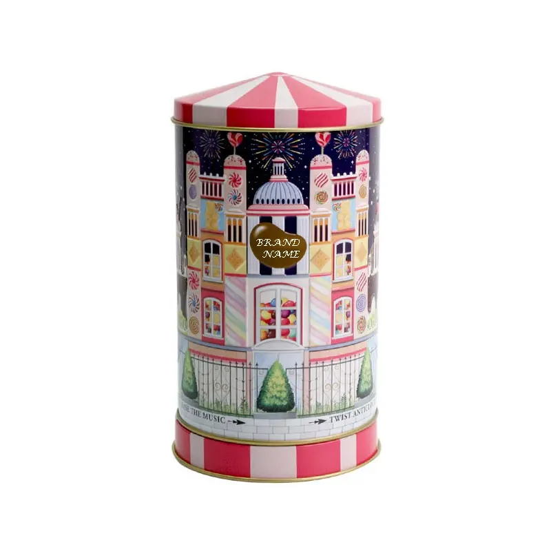 Di Marca Promozionale Mini Musica Carosello di Latta Merry-Go-Round Musicale Regalo Scatola di Latta per Il Cioccolato di Imballaggio