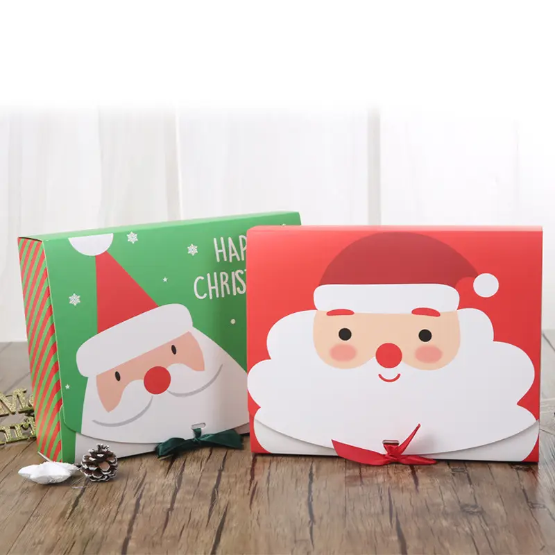 Caixas Embalagem Caixa De Presente Atacado Personalizado Doce com Fita Bow Chocolate Natal Amostras Grátis Natal Adesivos Recicláveis
