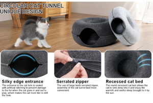 ペット新しい発明売れ筋猫のおもちゃドーナツ猫のベッド用品フェルトトンネル取り外し可能な猫の巣