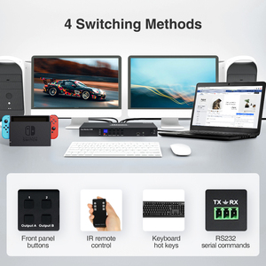 TESmart OEM ODM Dual Monitor <strong>8</strong> in 2 Out EDID Emulators <strong>KVM</strong> Switcher for Office Support RS232 DCCI 4K60Hz IR Remote <strong>KVM</strong> <strong>Switch</strong> - Product Image 5