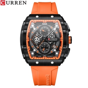 CURREN8442 orologi sportivi a sei Pin con quadrante di grandi dimensioni unici orologi da polso al quarzo con Design rettangularhollow con data Auto cronografo - Product Image 4