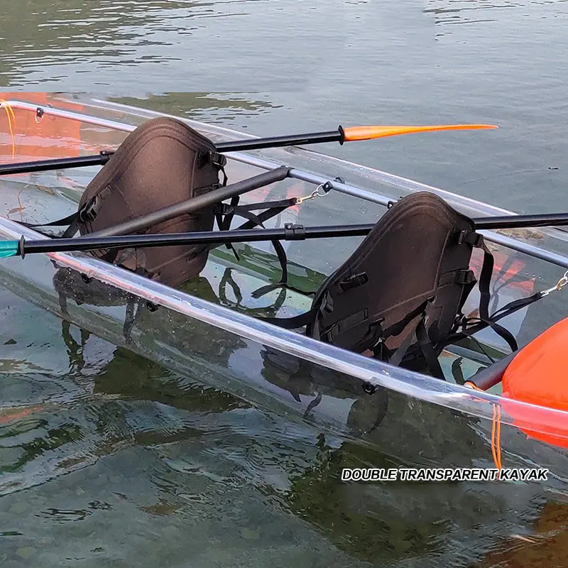 Kayak trasparente trasparente per canoa trasparente per barche a remi in plastica di alta qualità all'ingrosso 2 persone