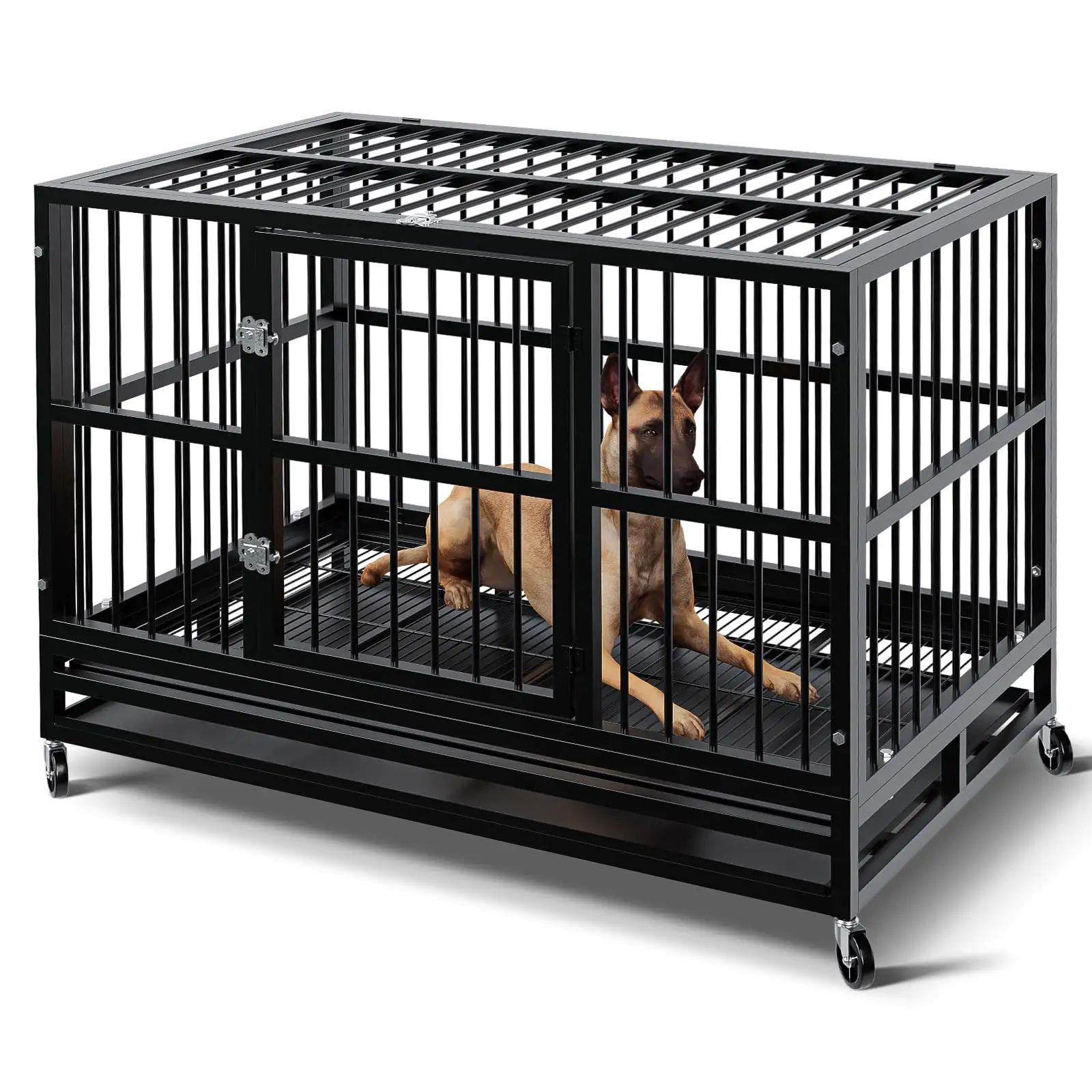 Cage pour chien Offre Spéciale noire durable maison Anti-mastication cage à chien en métal chenils en métal pour chiens de taille moyenne