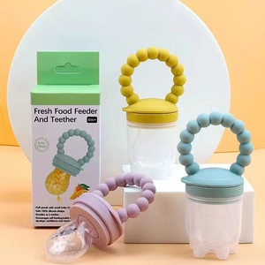 New Arrival BPA-free Silicone bé núm vú <span class=keywords><strong>Teether</strong></span> mềm Trái Cây Rau Feeder tái sử dụng hai-in-one thiết kế 0-12 tháng thư - Product Image 3