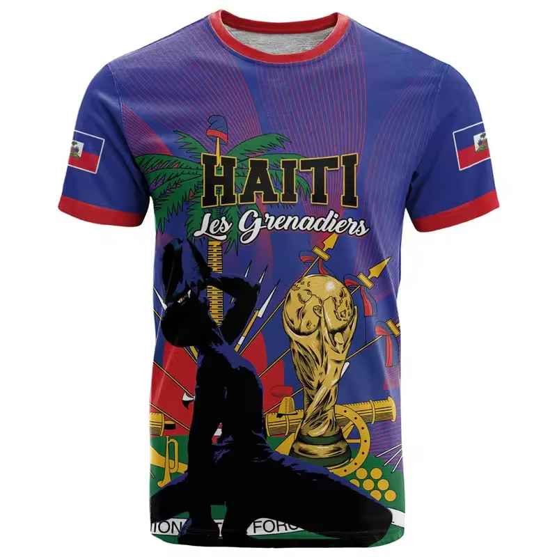 Blue Haiti Red Blue Soccer Tee2