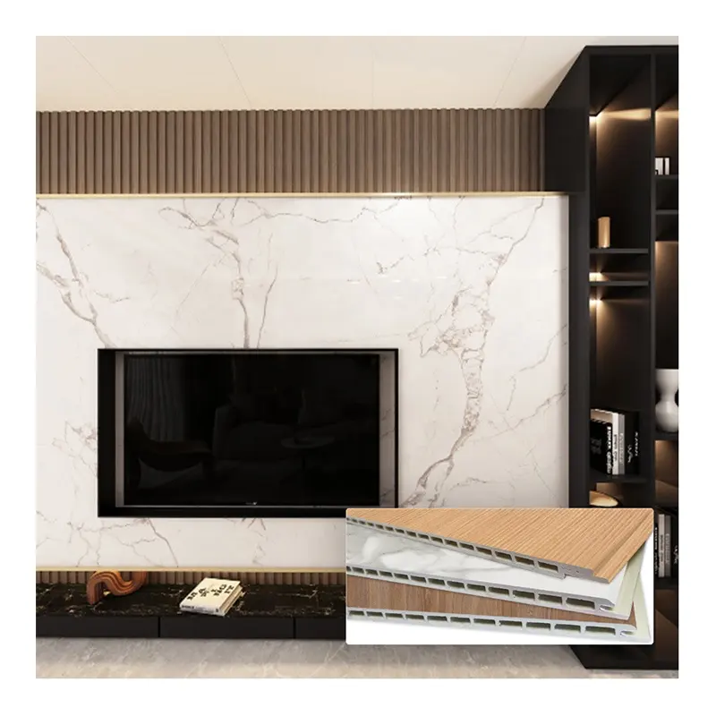 factory manufactured business home living room tv background high gloss marble wpc pvc wall panel