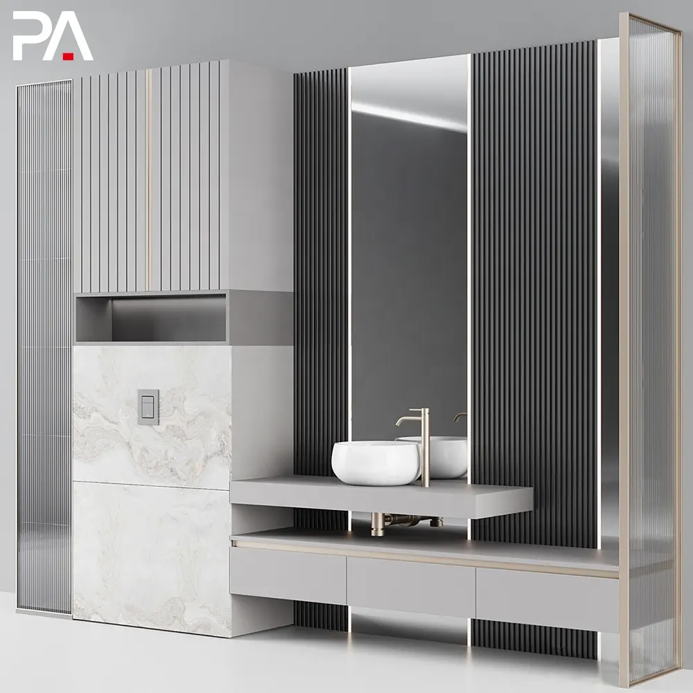 PA foshan wholesale melamine hotel mirror vanity unit other bathroom furniture