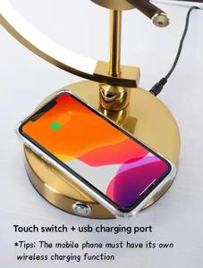 Modern Design Golden <strong>Time</strong> Clock Table <strong>Lamp</strong> LED Light Source Wireless Alarm Hot Sale Factory for Office Use Touch Table Charging - Product Image 5