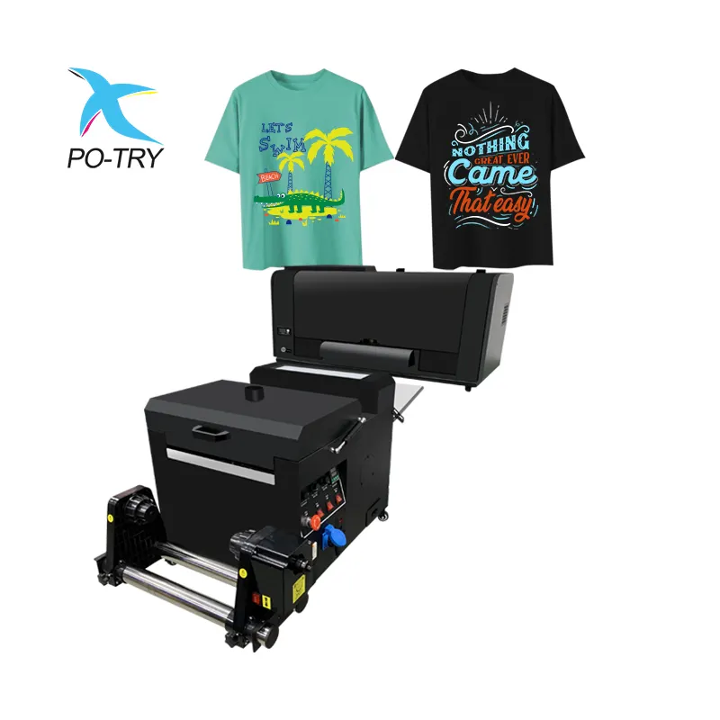 Potry A3 PET Filme DTF Impressora em pó agitadora com cabeça DX9 para qualquer tipo de camiseta vestuário têxtil