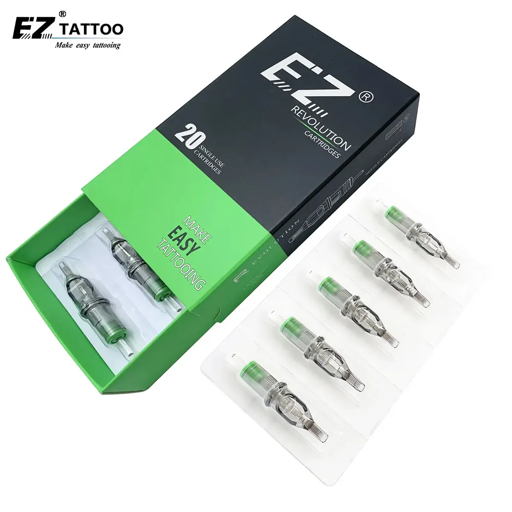 Großhandel EZ Tattoo Revolution M1 Magnum 20 Stück #8 0,25mm #10 0,30mm #12 0,35mm Einweg-Tattoo-Nadel patrone