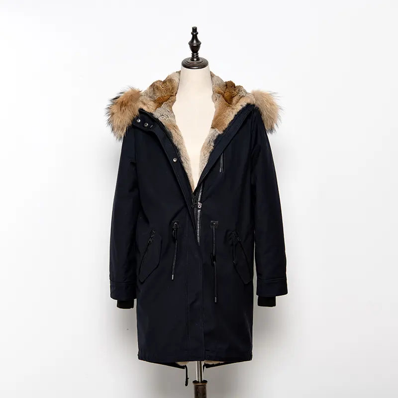 New Real Raccoon Fur Hooded Parka Thick Women's Woven Coats Women's Jackets & Coats For Winter