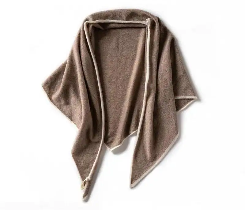 Grande écharpe en tricot de cachemire pur pour femme, grande écharpe de luxe, triangle d'hiver, poncho de cape
