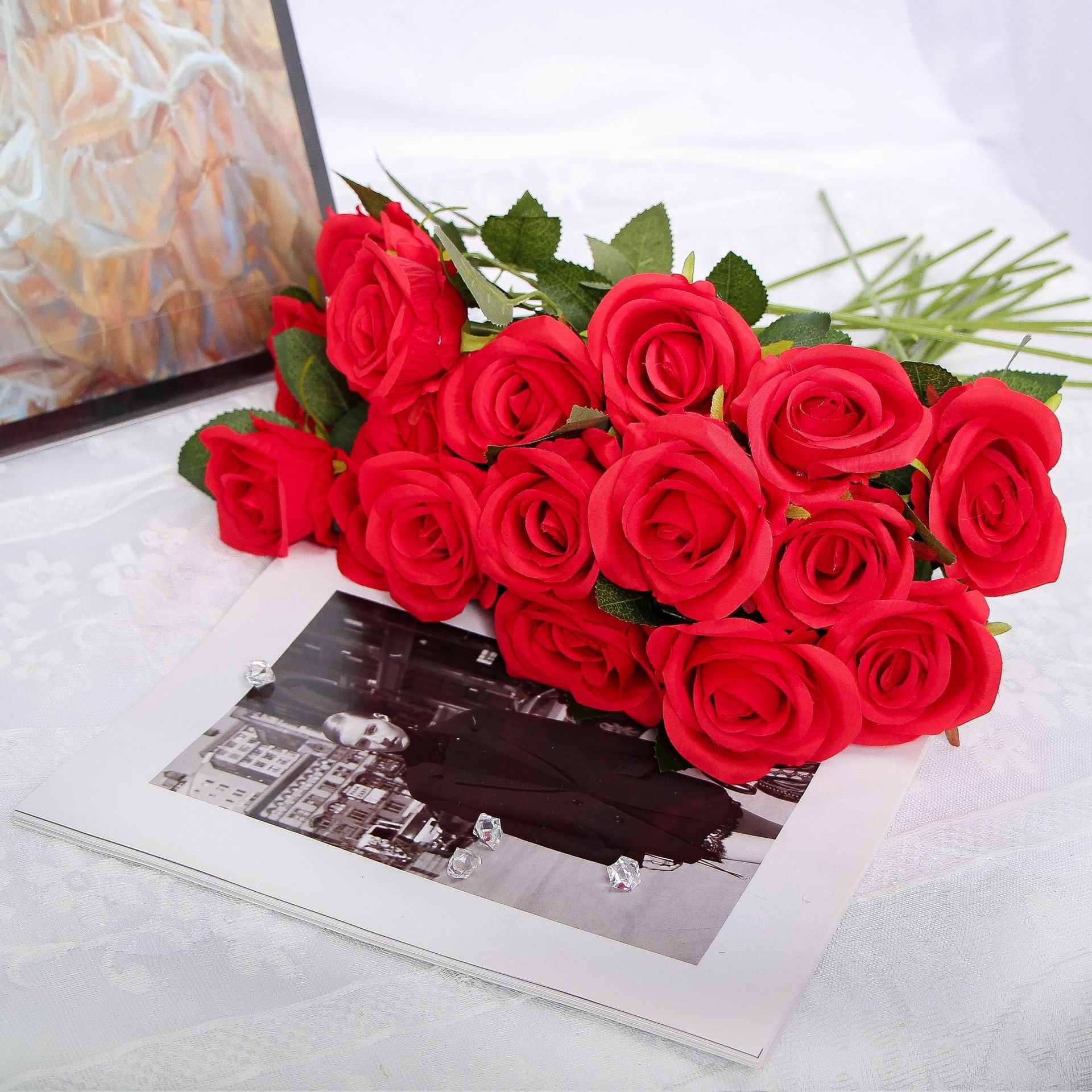 Tela de seda rosa roja